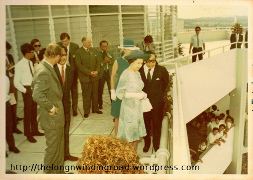 The Queen at the Viewing Gallery on the roof of Block 53 Toa Payoh