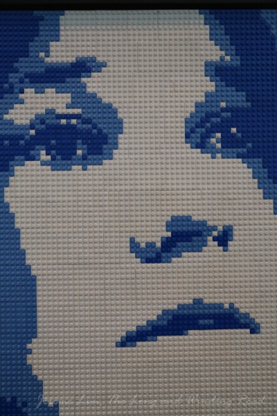 Close-up of a portrait of Janis Joplin.