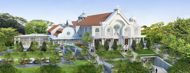 The once familiar façade of Novena Church which has conservation status will soon be dominated by a much larger building.