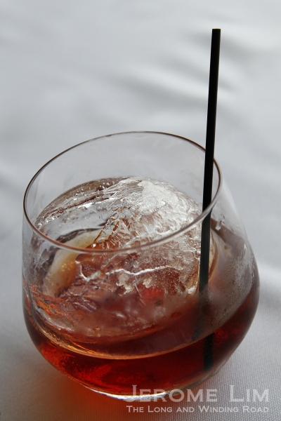Which is paired with "Inside The Rocks": a cocktail of dry orange, molasses sugar, herbs and Martell Cordon Bleu.