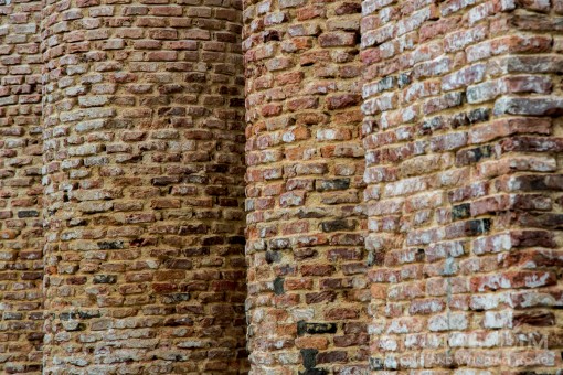 Exposed brickwork of the columns seen during the restoration.
